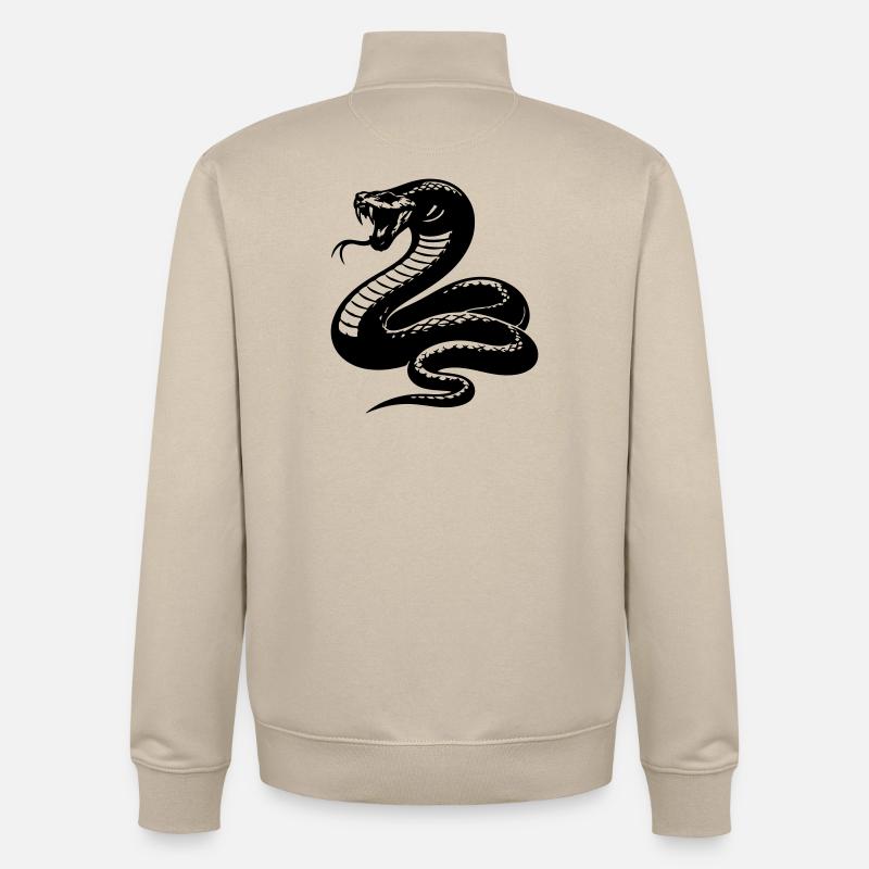 Silhouette du python serpent - Sweat zippé unisexe en coton bio Stanley/Stella - beige crème