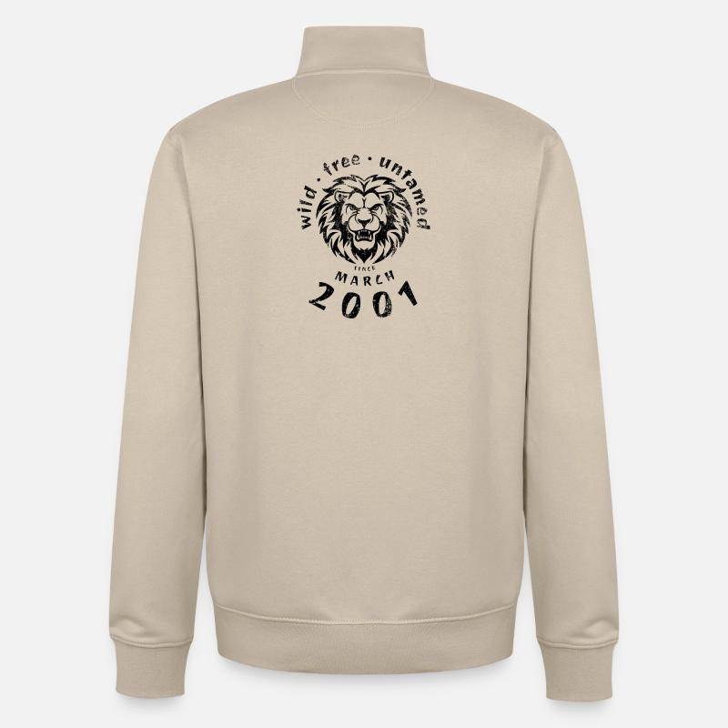 Sauvages, libres et indomptés depuis 03/2001 - Sweat zippé unisexe en coton bio Stanley/Stella - beige crème
