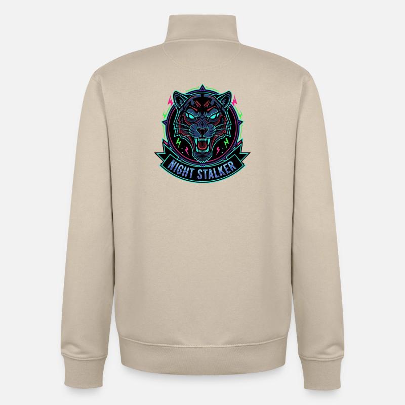 Léopard Néon Nocturne - Sweat zippé unisexe en coton bio Stanley/Stella - beige crème