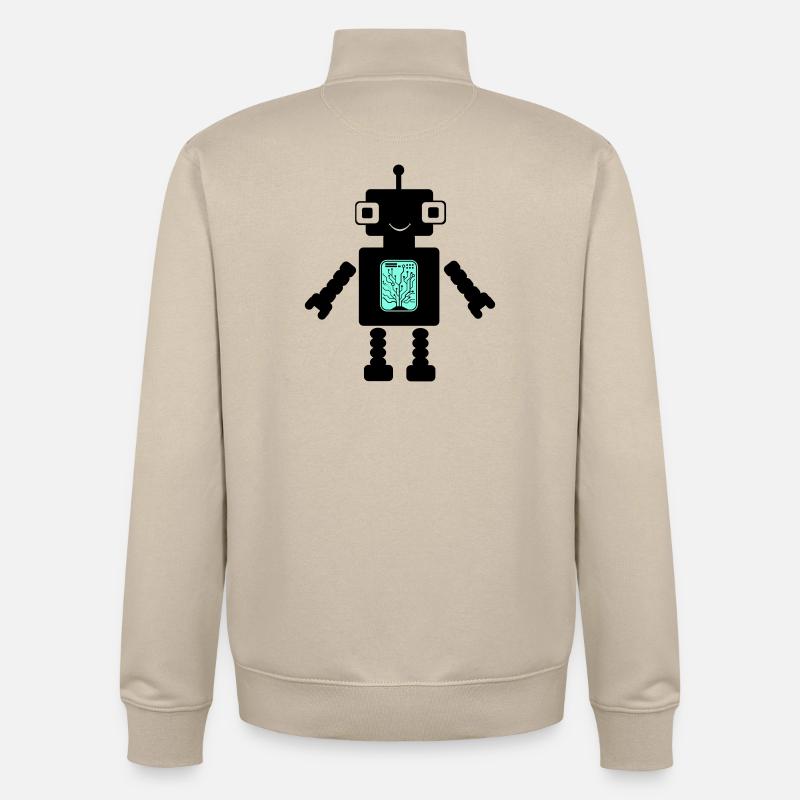 Roboter Comic - Unisex Organic Zip Sweatshirt von Stanley/Stella - Cremebeige