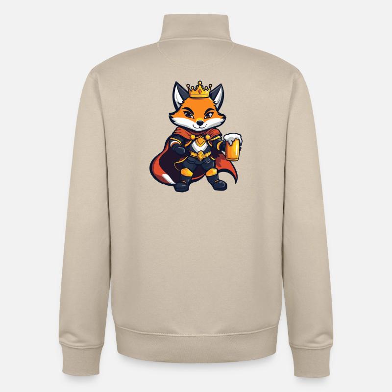 Roi de la Bière Fox - Sweat zippé unisexe en coton bio Stanley/Stella - beige crème