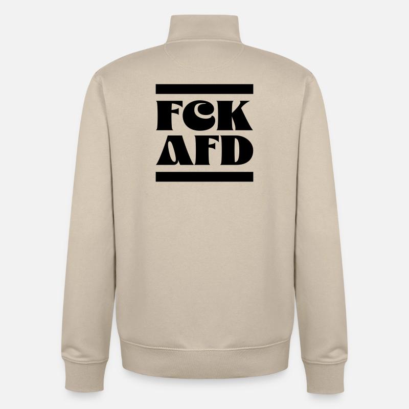FCK AfD - Sweat zippé unisexe en coton bio Stanley/Stella - beige crème