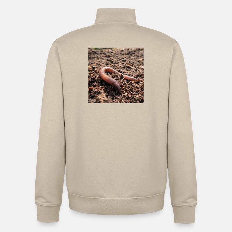 Vers de terre dans le sol - Sweat zippé unisexe en coton bio Stanley/Stella - beige crème