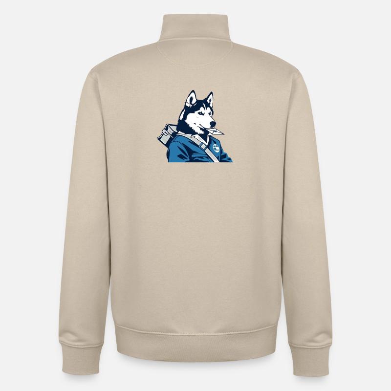 Tenue bleue Husky Postman - Sweat zippé unisexe en coton bio Stanley/Stella - beige crème