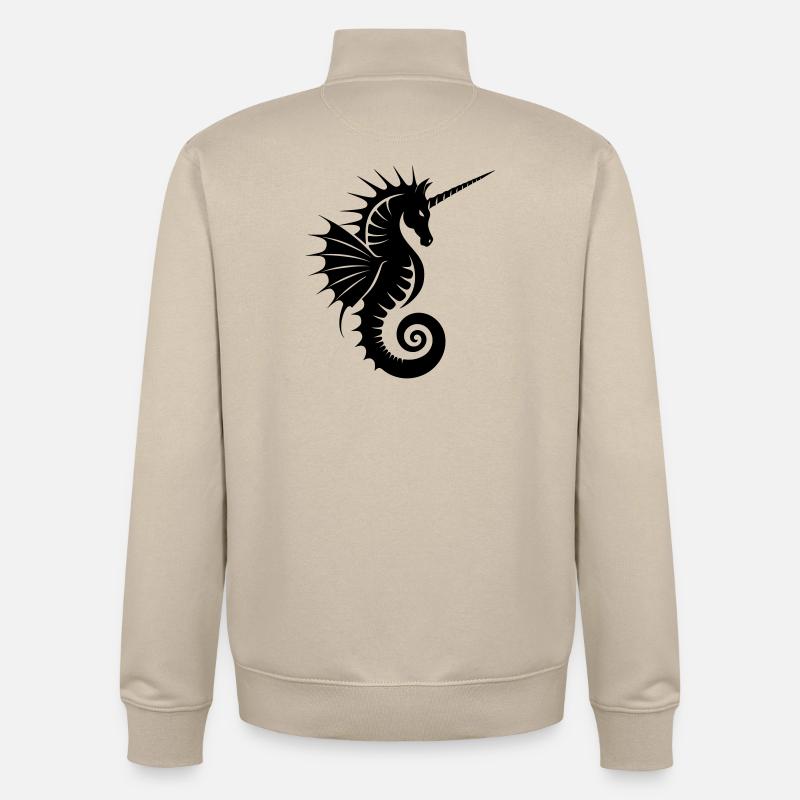 Einhorn-Seepferdchen Silhouette - Unisex Organic Zip Sweatshirt von Stanley/Stella - Cremebeige