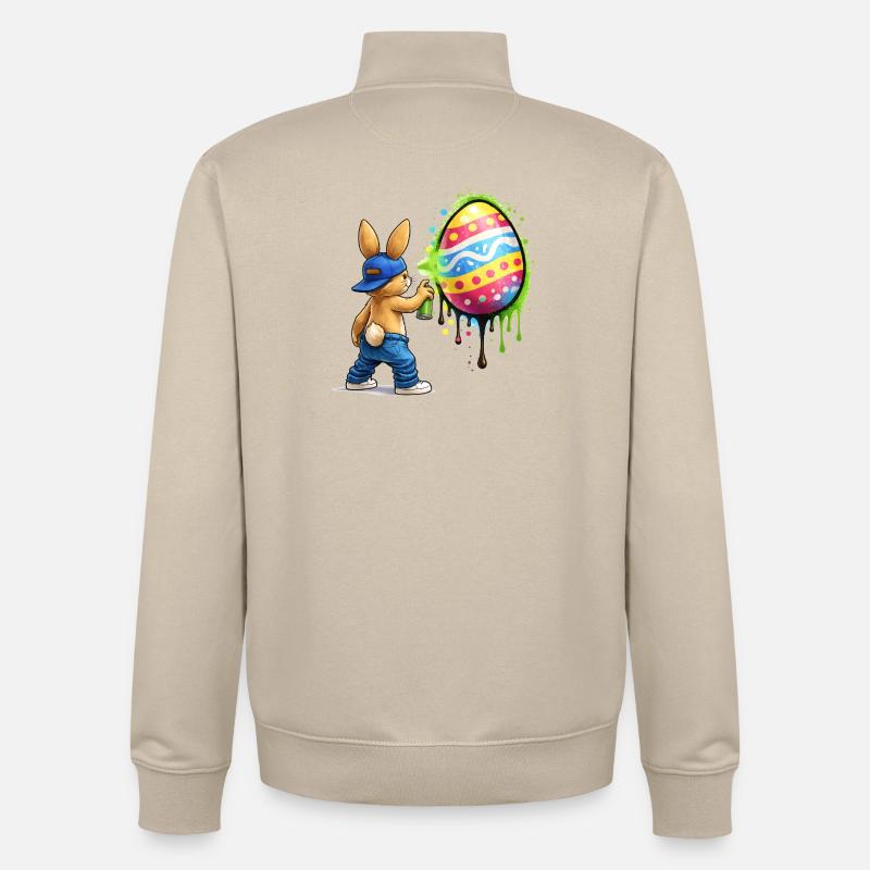 Graffiti bunny with Easter egg - Unisex Organic Zip Sweatshirt by Stanley/Stella - desert dust
