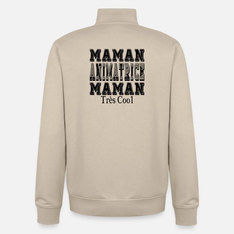 Maman Animatrice Maman Très Cool - Sweat zippé unisexe en coton bio Stanley/Stella - beige crème