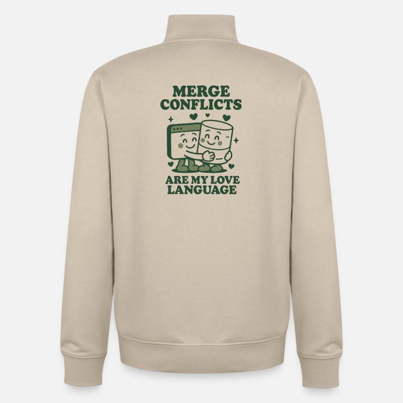 Les conflits de fusion sont mon langage d’amour | Git - Sweat zippé unisexe en coton bio Stanley/Stella - beige crème