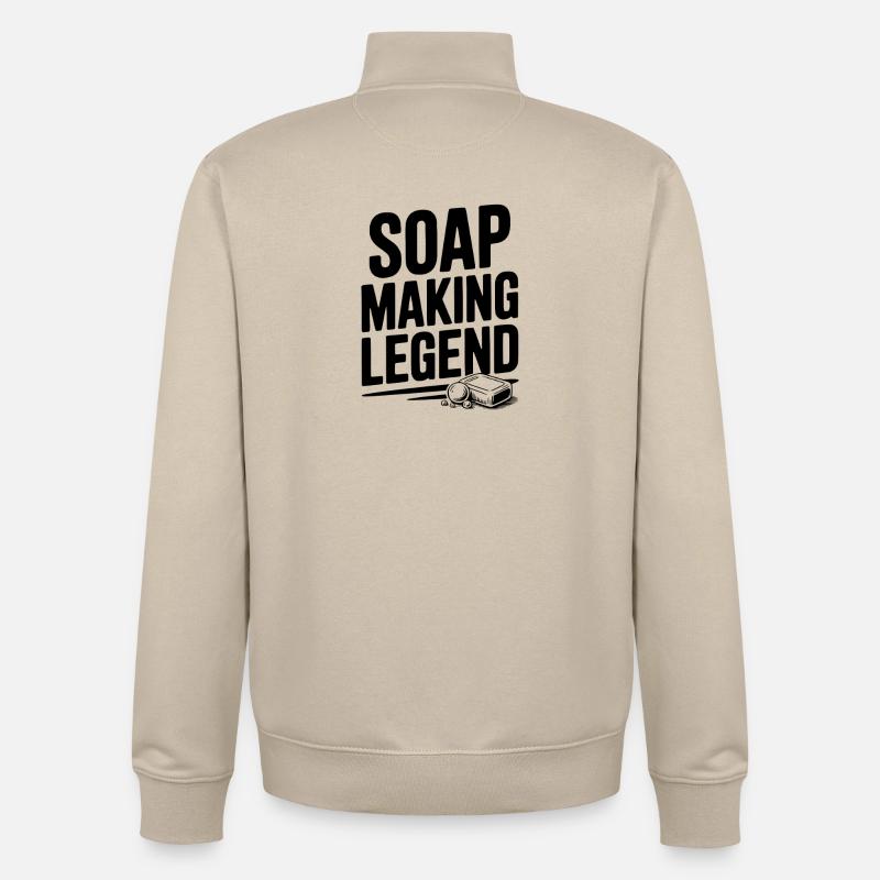 Légende de la fabrication de savon - Sweat zippé unisexe en coton bio Stanley/Stella - beige crème