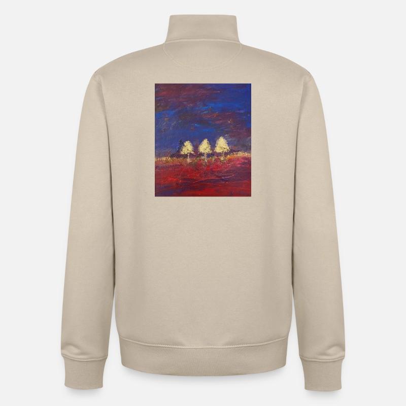 Drei Bäume in Abendrot - Unisex Organic Zip Sweatshirt von Stanley/Stella - Cremebeige