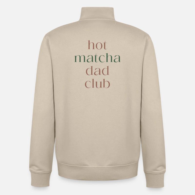 Club de papa matcha chaud - Sweat zippé unisexe en coton bio Stanley/Stella - beige crème