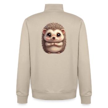 Dessin animé du hérisson câlin - Sweat zippé unisexe en coton bio Stanley/Stella - beige crème - Dos - AI Model Male 185 dark (185cm)