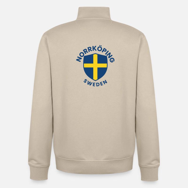 Motif du bouclier de Norrsköld - Sweat zippé unisexe en coton bio Stanley/Stella - beige crème