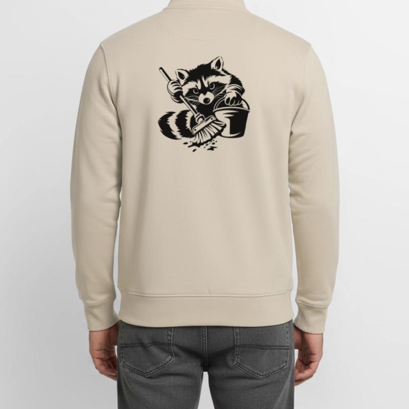 Waschbär mit Eimer & Mopp Unisex Organic Zip Sweatshirt von Stanley/Stella