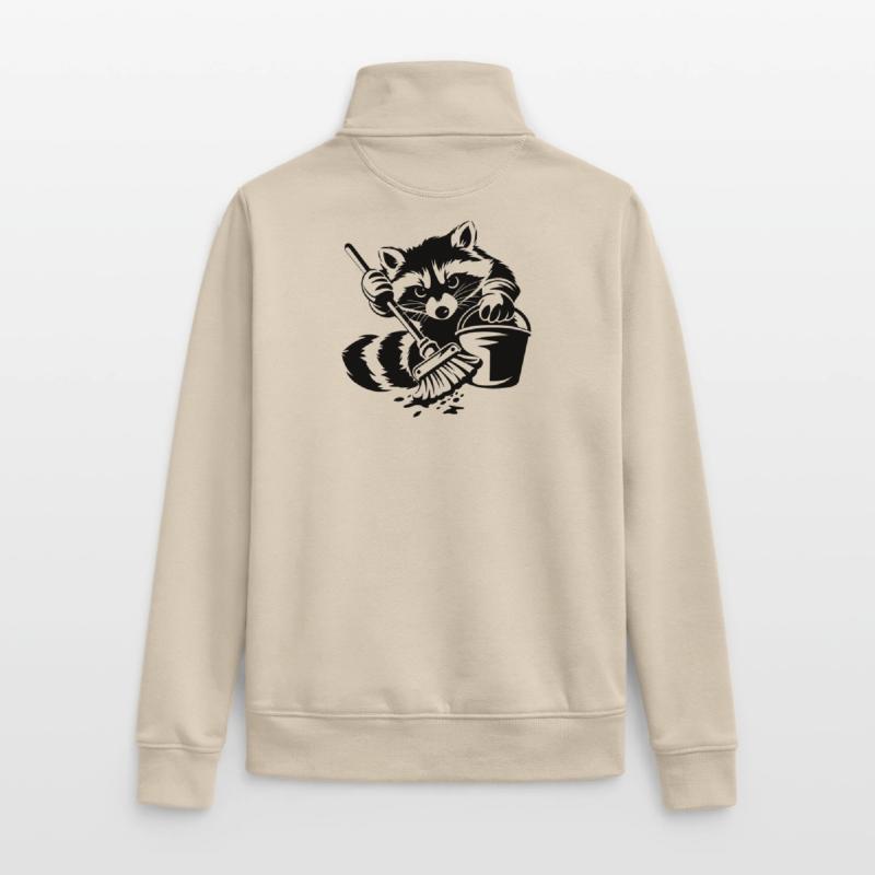Waschbär mit Eimer & Mopp Unisex Organic Zip Sweatshirt von Stanley/Stella