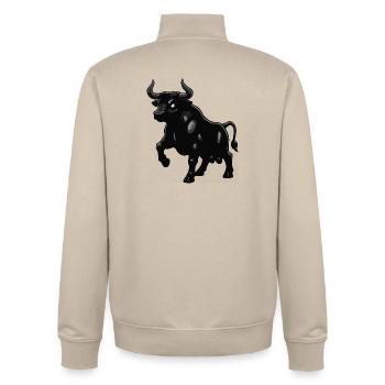 Schwarze Stiersilhouette mit Glanz - Unisex Organic Zip Sweatshirt von Stanley/Stella - Cremebeige - Hinten - AI Model Male 185 dark (185cm)