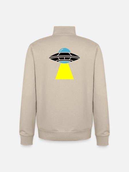 UFO Alien Spaceship Light - Unisex Organic Zip Sweatshirt by Stanley/Stella - desert dust