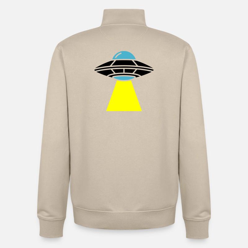 Vaisseau spatial extraterrestre OVNI Light - Sweat zippé unisexe en coton bio Stanley/Stella - beige crème
