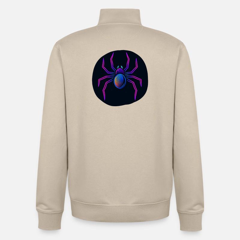 Araignée néon dans l’espace - Sweat zippé unisexe en coton bio Stanley/Stella - beige crème
