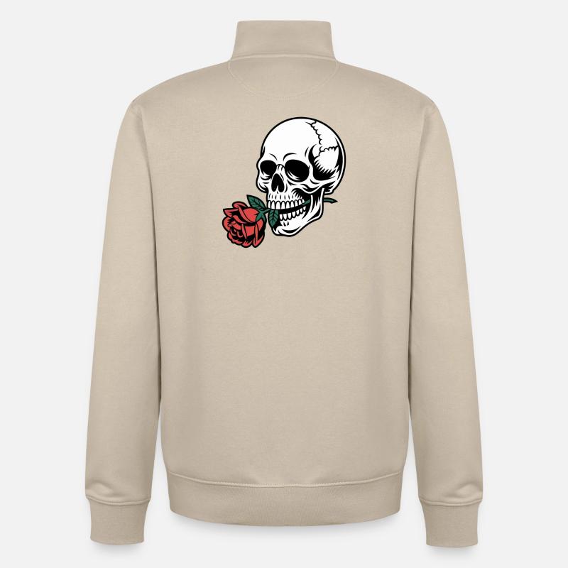 Rockabilly Skull – Rose Statement Gothic Love - Unisex Organic Zip Sweatshirt von Stanley/Stella - Cremebeige