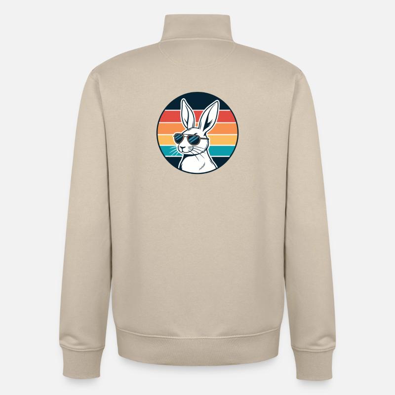 Sunny Retro Bunny mit Brille - Unisex Organic Zip Sweatshirt von Stanley/Stella - Cremebeige