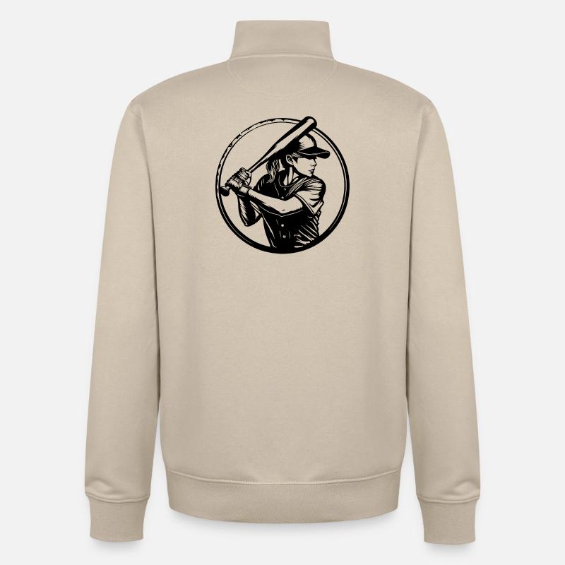 Silhouette de la femme de baseball - Sweat zippé unisexe en coton bio Stanley/Stella - beige crème