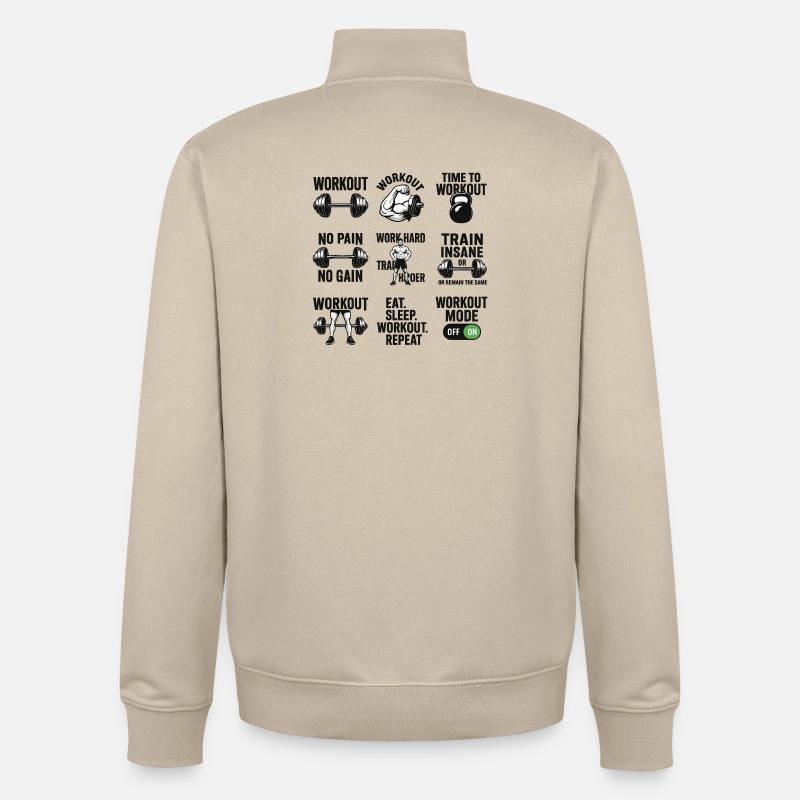 Power Gym Black Patterns Workout - Unisex Organic Zip Sweatshirt von Stanley/Stella - Cremebeige