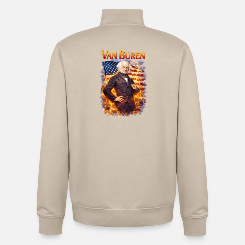 Van Buren Firestorm Portrait - Sweat zippé unisexe en coton bio Stanley/Stella - beige crème