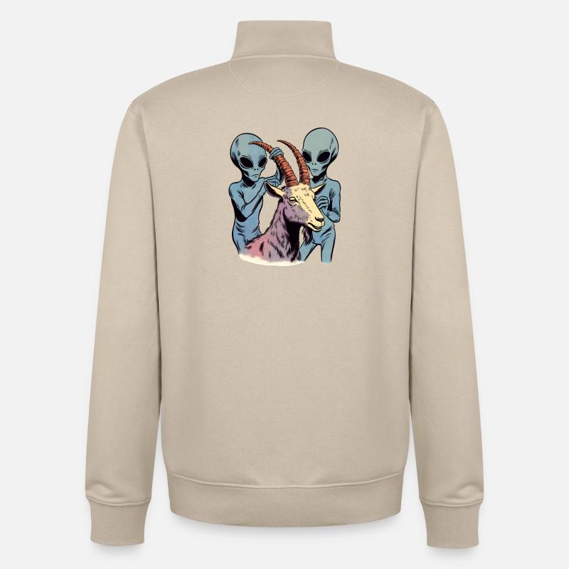 Des extraterrestres enlèvent une chèvre - Sweat zippé unisexe en coton bio Stanley/Stella - beige crème