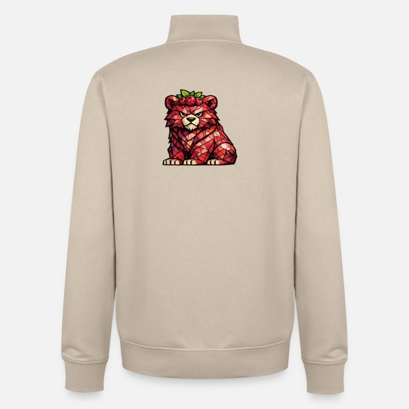 Raspberry Bear Cubism Version - Unisex Organic Zip Sweatshirt by Stanley/Stella - desert dust