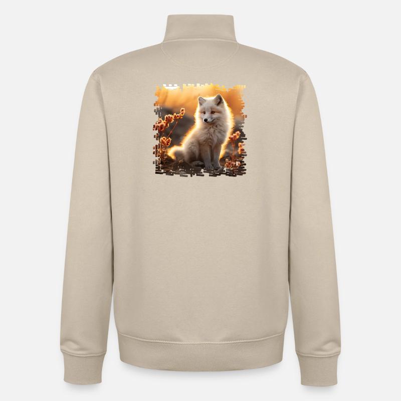 Arctic fox in the Sobbeb sinking - Unisex Organic Zip Sweatshirt by Stanley/Stella - desert dust