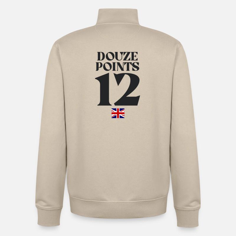 Douze Points Eurovision - Sweat zippé unisexe en coton bio Stanley/Stella - beige crème