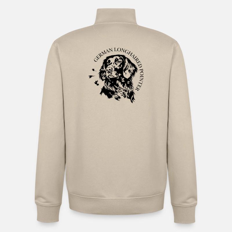 German Longhaired Pointer Jagdhunde Hunde Wilsigns - Unisex Organic Zip Sweatshirt von Stanley/Stella - Cremebeige