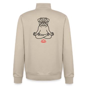 Livre de coloriage zen Pug Dog - Sweat zippé unisexe en coton bio Stanley/Stella - beige crème - Dos - AI Model Male 185 dark (185cm)