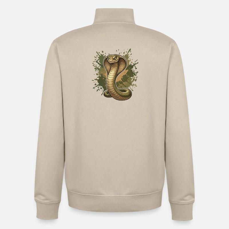 Cobra en look éclaboussé - Sweat zippé unisexe en coton bio Stanley/Stella - beige crème