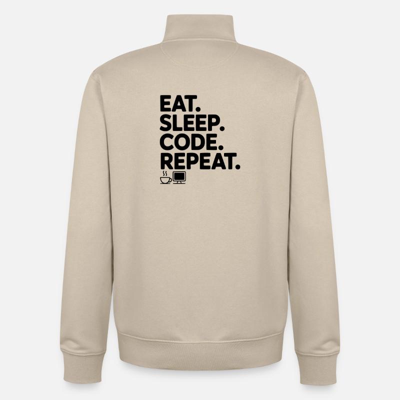 Eat. Sleep. Code. Repeat. - Unisex Organic Zip Sweatshirt by Stanley/Stella - desert dust