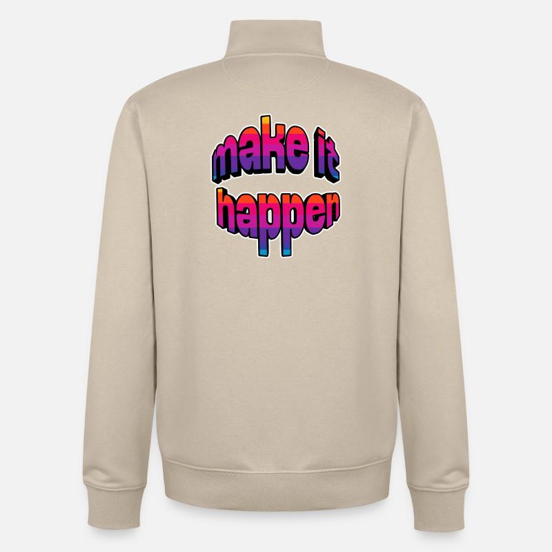 Make It Happen Gradient - Sweat zippé unisexe en coton bio Stanley/Stella - beige crème