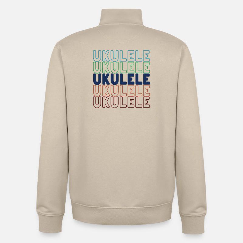 Typographie du ukulélé - Sweat zippé unisexe en coton bio Stanley/Stella - beige crème