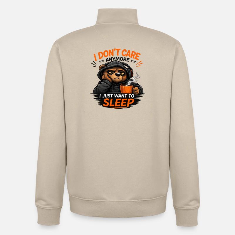 Grumpy Bear Sleep Tee Design - Unisex Organic Zip Sweatshirt by Stanley/Stella - desert dust