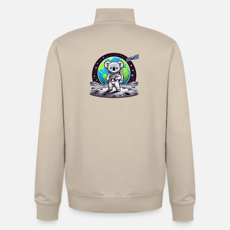 Astronaute koala sur le sol lunaire - Sweat zippé unisexe en coton bio Stanley/Stella - beige crème