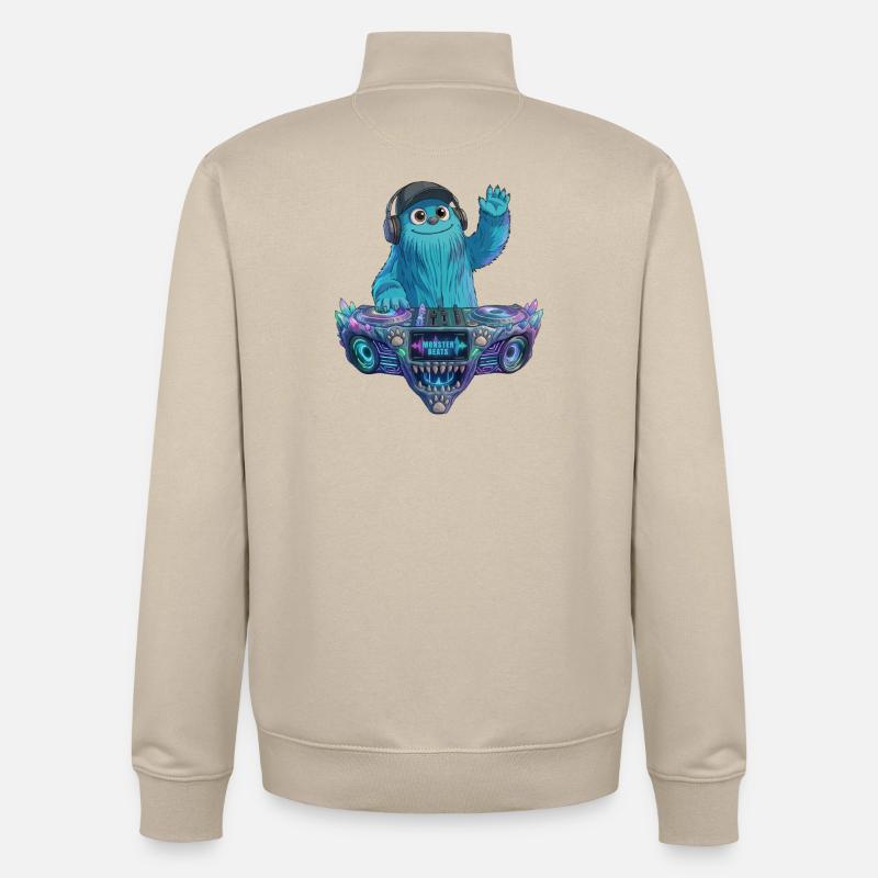 DJ Fluffo - Monster Beats - Fluffonster Design - Unisex Organic Zip Sweatshirt von Stanley/Stella - Cremebeige