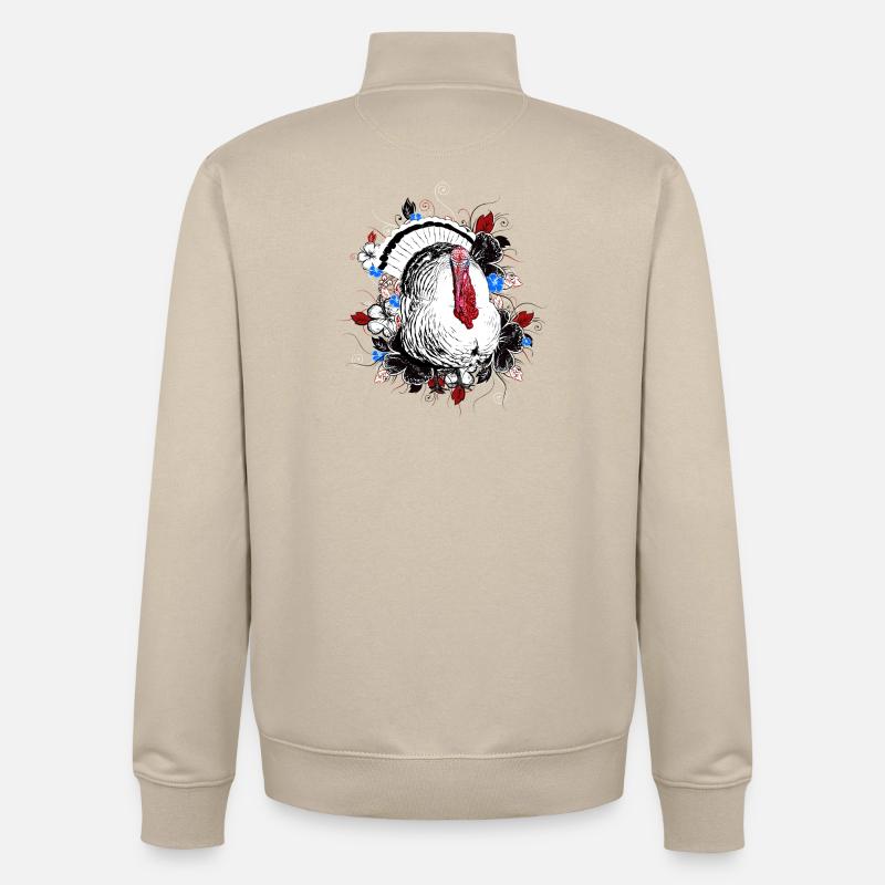 Dinde - Dinde - Thanksgiving - Sweat zippé unisexe en coton bio Stanley/Stella - beige crème