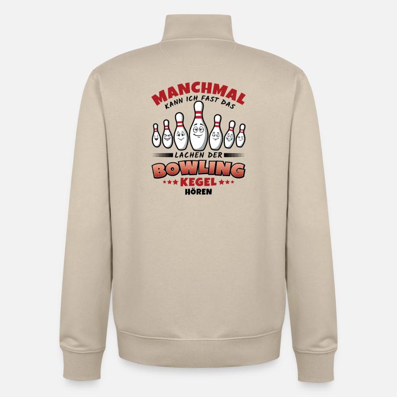 Bowling Lustiger Spruch – Lachende Kegel - Unisex Organic Zip Sweatshirt von Stanley/Stella - Cremebeige