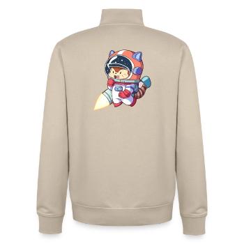 Katzenastronaut im Weltraumanzug - Unisex Organic Zip Sweatshirt von Stanley/Stella - Cremebeige - Hinten - AI Model Male 185 dark (185cm)