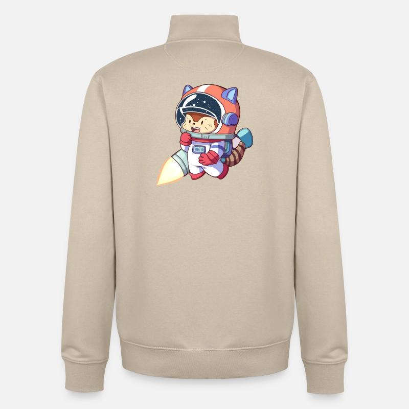 Astronaute chat en combinaison spatiale - Sweat zippé unisexe en coton bio Stanley/Stella - beige crème