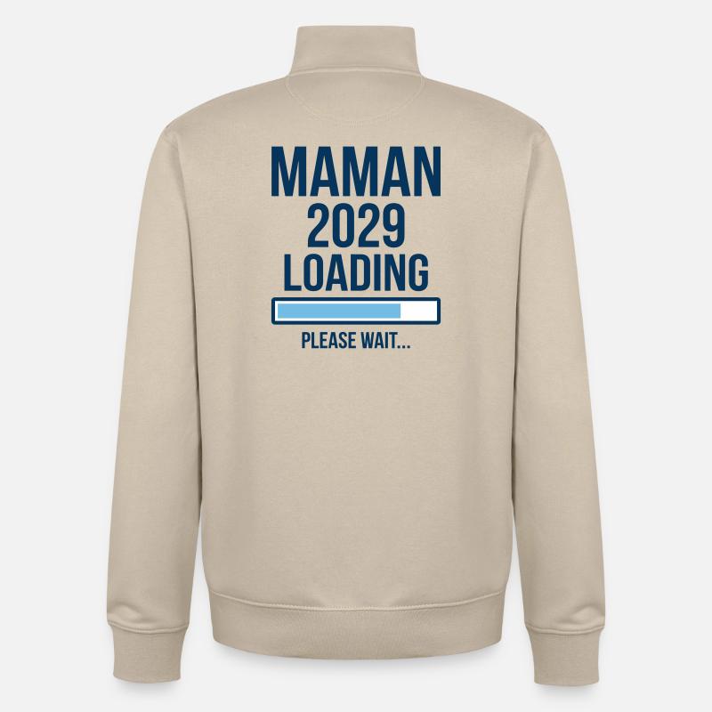 Future Maman 2029 Loading Graphique - Sweat zippé unisexe en coton bio Stanley/Stella - beige crème