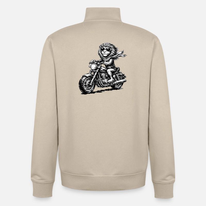Monkey on Motorcycle Scarf - Unisex Organic Zip Sweatshirt by Stanley/Stella - desert dust