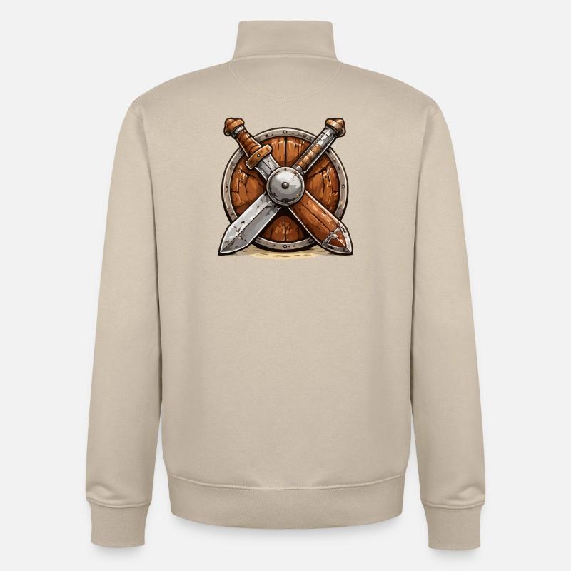 Bouclier et Épées Viking - Sweat zippé unisexe en coton bio Stanley/Stella - beige crème