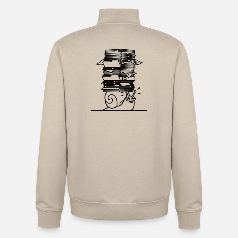 Snail Paper Stack Office Outline - Unisex Organic Zip Sweatshirt by Stanley/Stella - desert dust