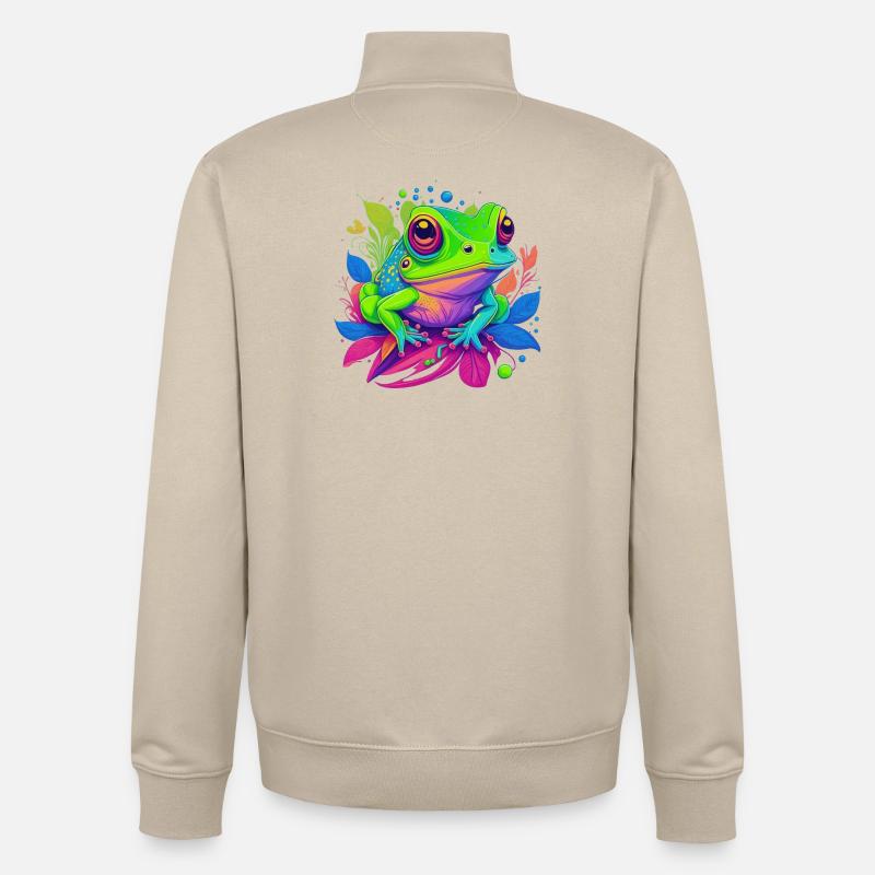 Regenbogenfrosch auf Blättern - Unisex Organic Zip Sweatshirt von Stanley/Stella - Cremebeige